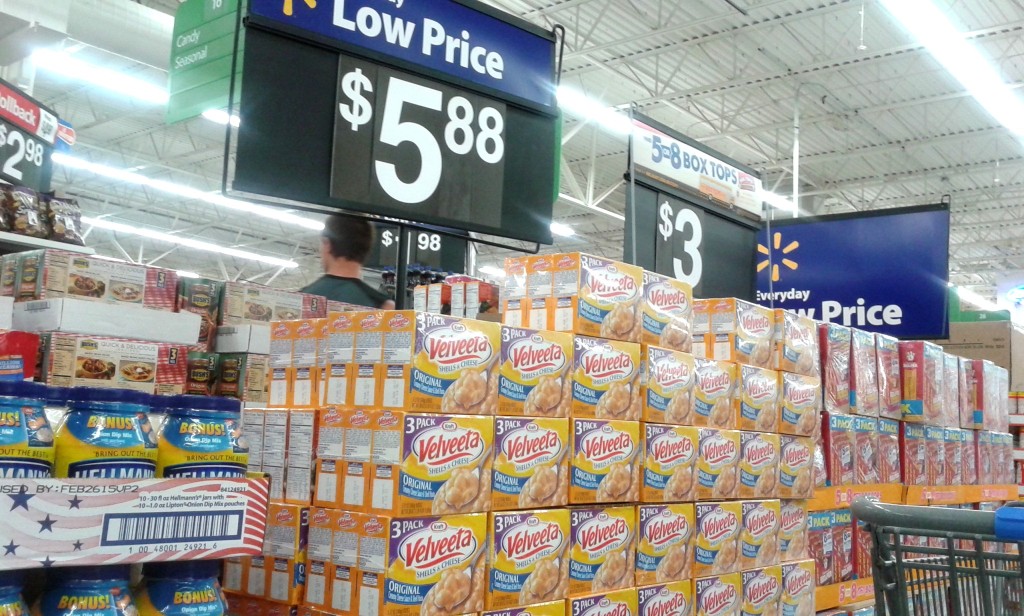 The Velveeta Shells & Cheese were easy to find as they were in a large back to school display. 