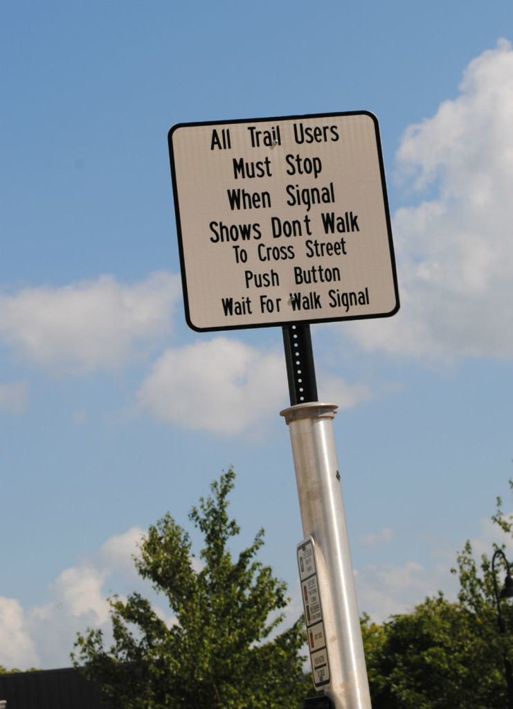 Responsibility for safety also lies with the person using the trail system. Stay in well-lit areas and obey traffic signals and directions. They are there for a reason. 