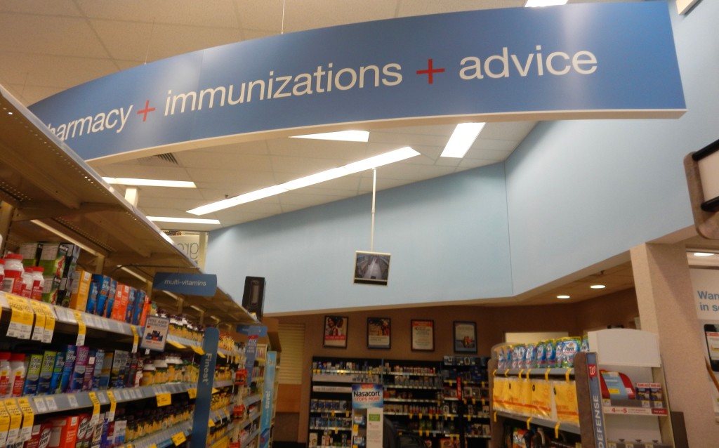 When you arrive at your local Walgreens, look for the pharmacy. 