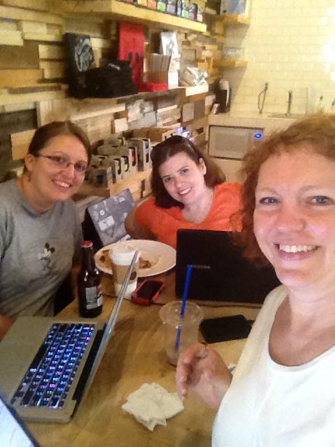 The 3 Amigas at a local coffee shop! Gotta love a three-person selfie. Laurie, Melissa and I love working and chatting together. 
