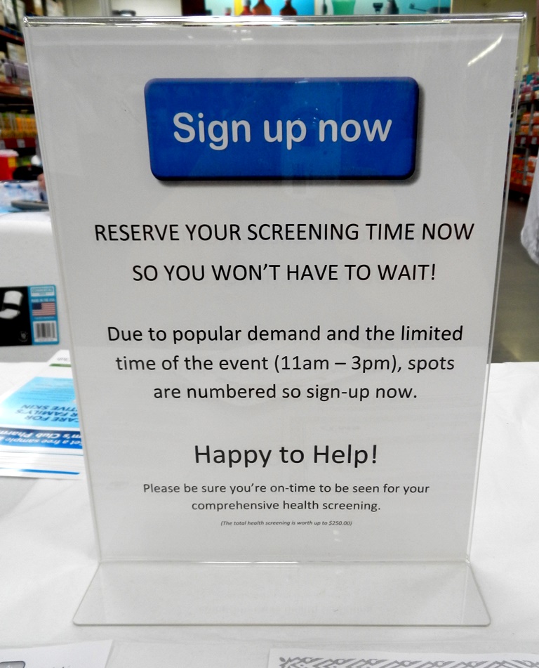 The instructions to sign up for the screenings helps you know when your screening will be so you can either wait or start your shopping. 