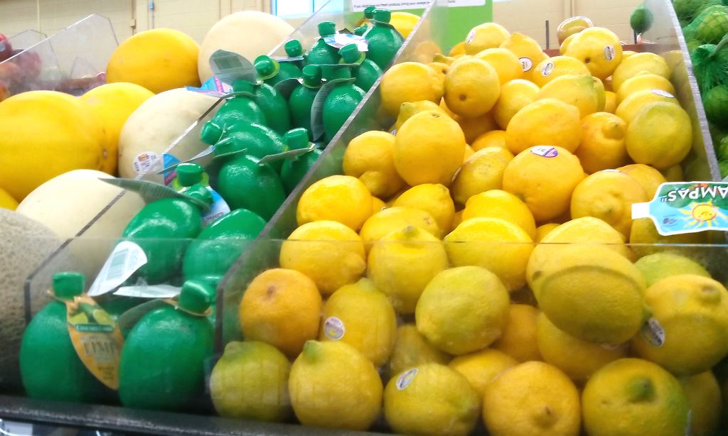 The lime juice was up front with the fruit, instead of the juice aisle like I thought (and where you get lemon juice). 