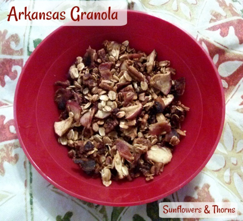 This granola features all Arkansas products including apples, Petit Jean bacon and pecans. The seemingly strange combination is quite delicious! 