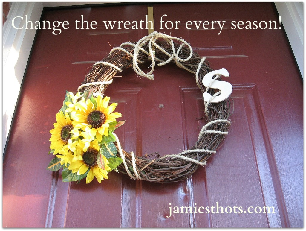 This wreath was inexpensive to make and can be easily converted for each season. 