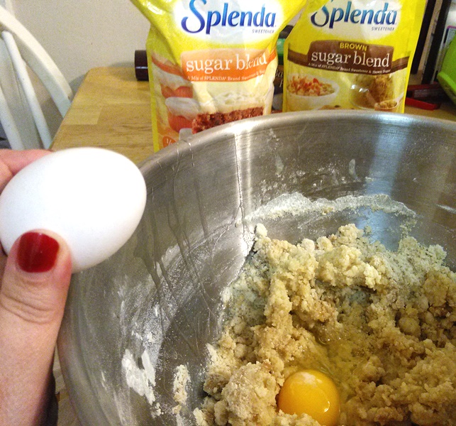 Mix in the eggs, butter, extracts, and both SPLENDA® Sugar Blends. 