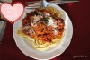 Happy Marriage Spaghetti (beef, Italian sausage, fire roasted tomato and basil spaghetti)