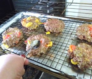 Oven Baked Stuffed Burgers half way