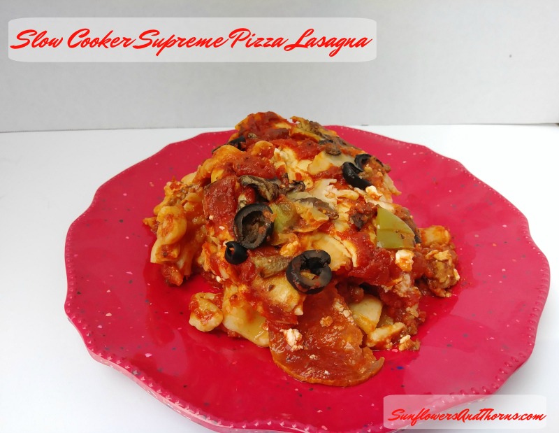 Slow Cooker Supreme Pizza Lasagna recipe