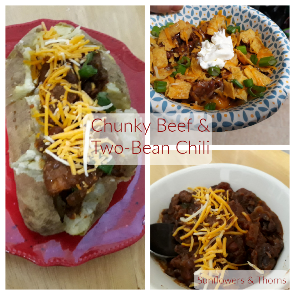 A collage of pictures that show different ways to serve chili